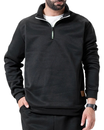 Men's Half Zipper Long Sleeved Sweatshirts Solid Color Stand Collar Pullovers Outdoor Solid Color Lightweight Streetwear