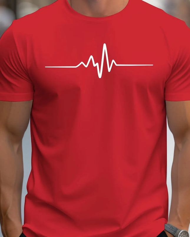 Men's 100% cotton summer loose size Creative Graphic printed slim fit casual sports round neck short sleeved T-shirt top