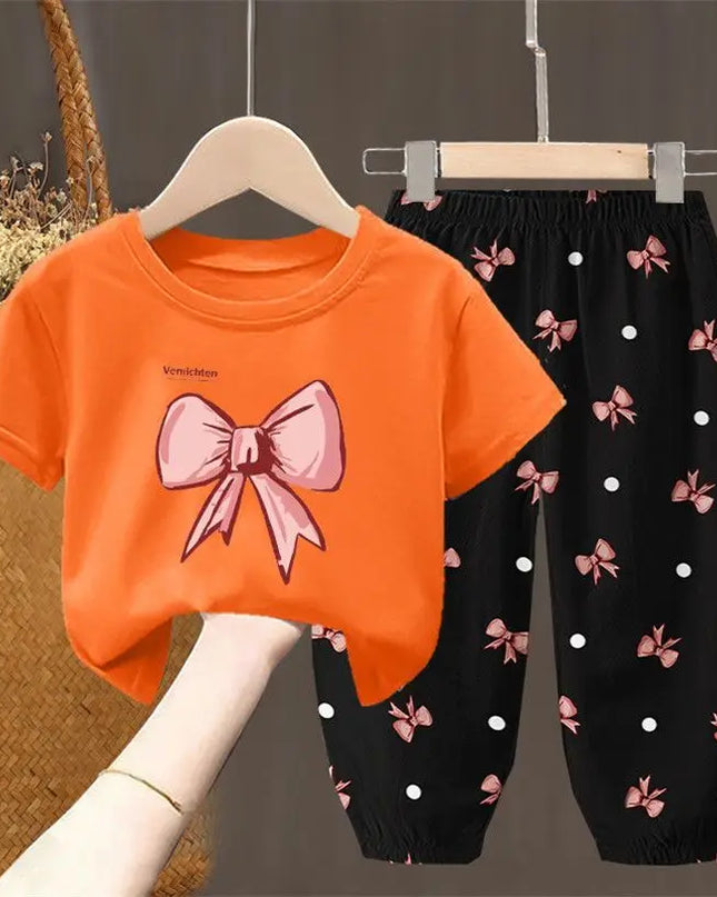 Summer Kids Clothing Set – Girls Toddler Cute Fashion T-Shirt Top & Pants 2-Piece Outfit, Baby Girl Clothess