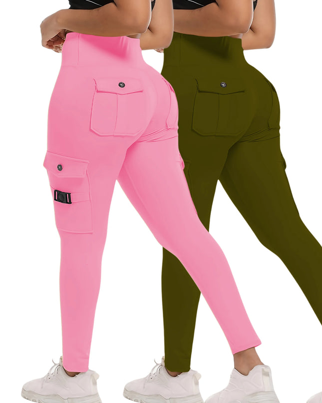 High Waist Stretch Yoga Pants Workout Tights for Women 2-pack Leggings Solid Slim Fit Fitness Female Sweatpants Quick Drying