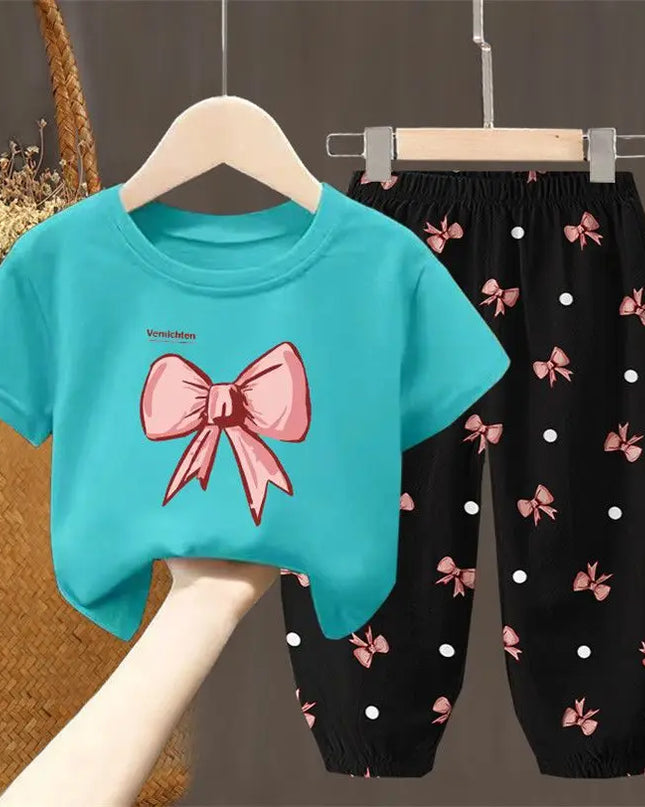 Summer Kids Clothing Set – Girls Toddler Cute Fashion T-Shirt Top & Pants 2-Piece Outfit, Baby Girl Clothess