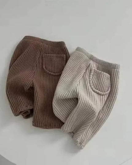 DGUKYM Spring Baby New Solid Trousers Cotton Infant Ribbed Pants Fashion Boys Girls Sports Pants Toddler Kids Casual Pants