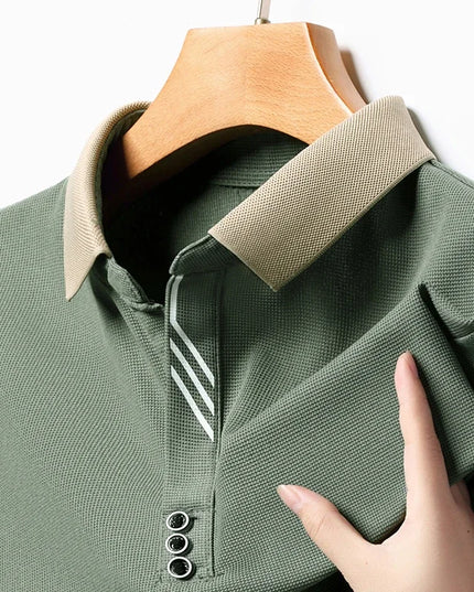 Men's Solid Color Casual Fashion Short Sleeve Polo Shirt Summer Comfortable Top for Business And Leisure