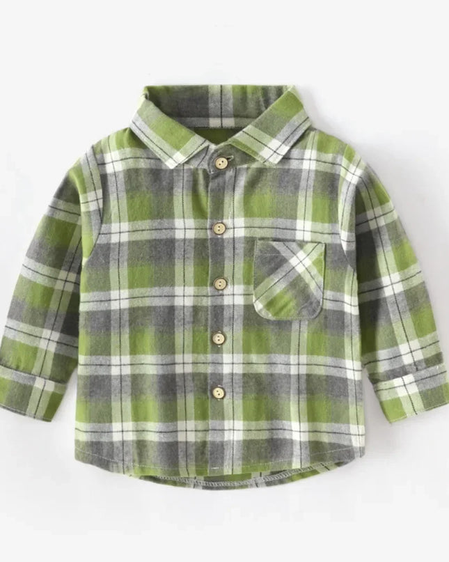 SPORLY Kids Shirt – Baby Spring Long Sleeve Cotton Plaid Button-Down Tops for Boys & Girls (2-5 Years)