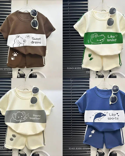 Kids Clothes Cotton Set Short Sleeve Suit Baby Girls Boys Set Summer Tops +short Children's Wear 2024 New
