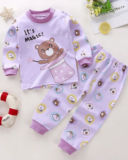 2024 New Baby Cotton Home Clothes Children's Class Suit Boys Girls Pajamas Kids Long T-shirt + Pants