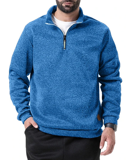 Men's Half Zipper Long Sleeved Sweatshirts Solid Color Stand Collar Pullovers Outdoor Solid Color Lightweight Streetwear
