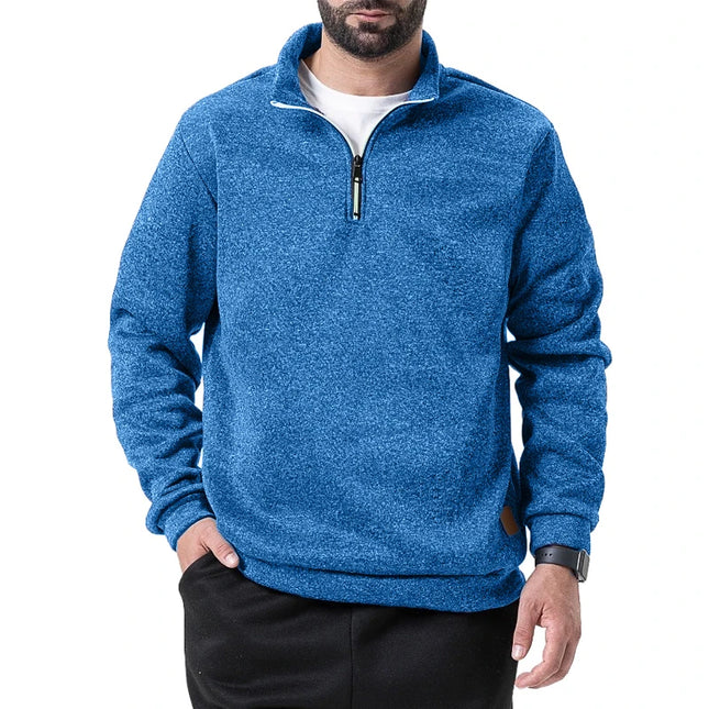 Men's Half Zipper Long Sleeved Sweatshirts Solid Color Stand Collar Pullovers Outdoor Solid Color Lightweight Streetwear