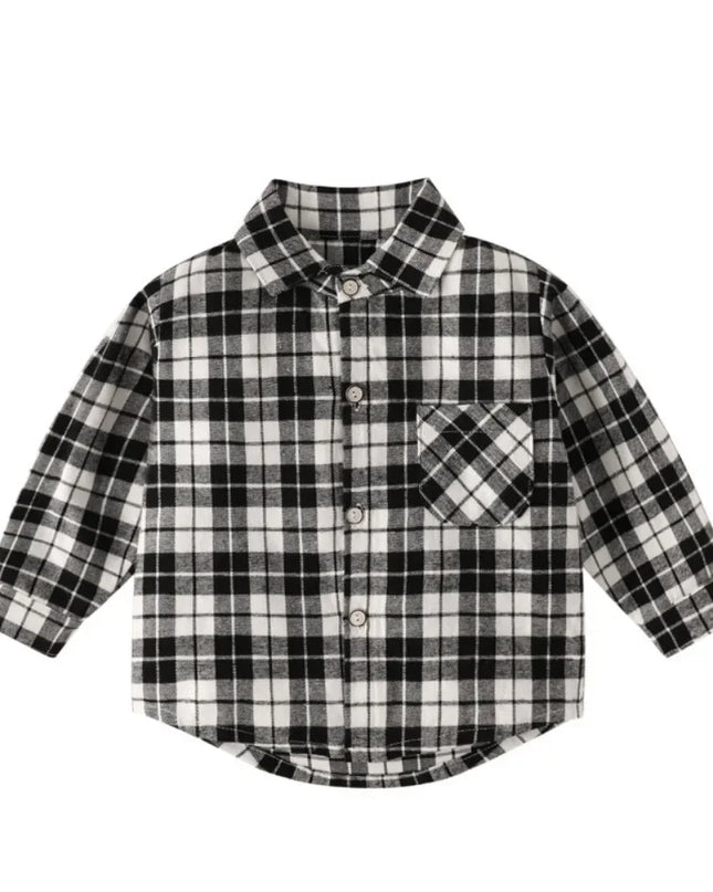 SPORLY Kids Shirt – Baby Spring Long Sleeve Cotton Plaid Button-Down Tops for Boys & Girls (2-5 Years)