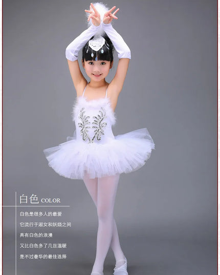White Ballerina Dancing Costumes For Kids Tutu Dancewear Professional Girls Swan Lake Dance Dress Performance Ballet Dress 1Set