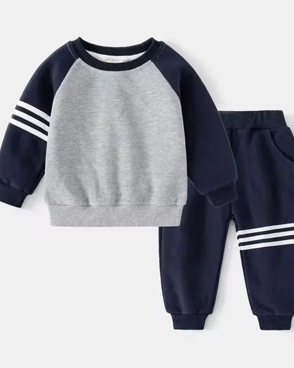 New Spring Autumn Children Clothes Set Color Patchwork Kids Boys Two-Piece Sets Children Boy Casual Tracksuit Outfits Tops Pants