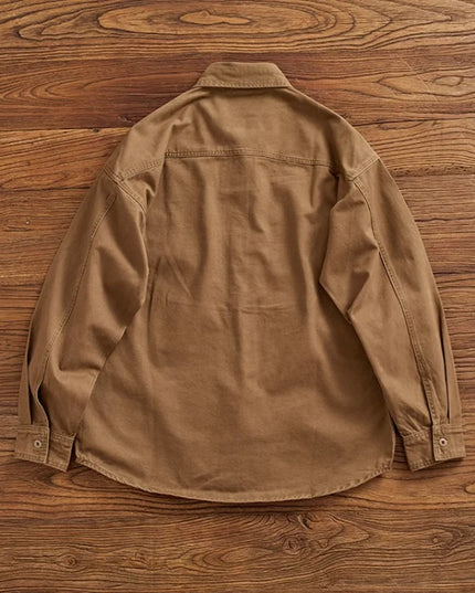 Heavy cargo shirt for men retro shirt for men pure cotton wash to do old loose casual long-sleeved coat for men