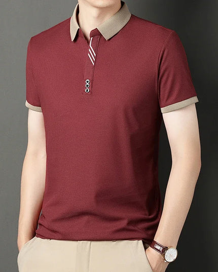 Men's Solid Color Casual Fashion Short Sleeve Polo Shirt Summer Comfortable Top for Business And Leisure