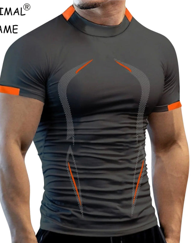 New Summer Gym Breathable T Shirt Men Quick Drying Jogging TShirt Men Training Tees Fitness Tops Running T-shirt