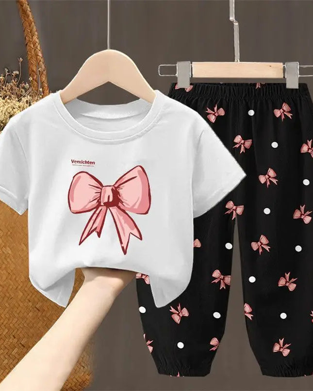Summer Kids Clothing Set – Girls Toddler Cute Fashion T-Shirt Top & Pants 2-Piece Outfit, Baby Girl Clothess