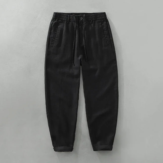 Summer New 100% Linen Casual Pants Men Clothing Thin Straight Breathable Oversize Men Trousers C1606