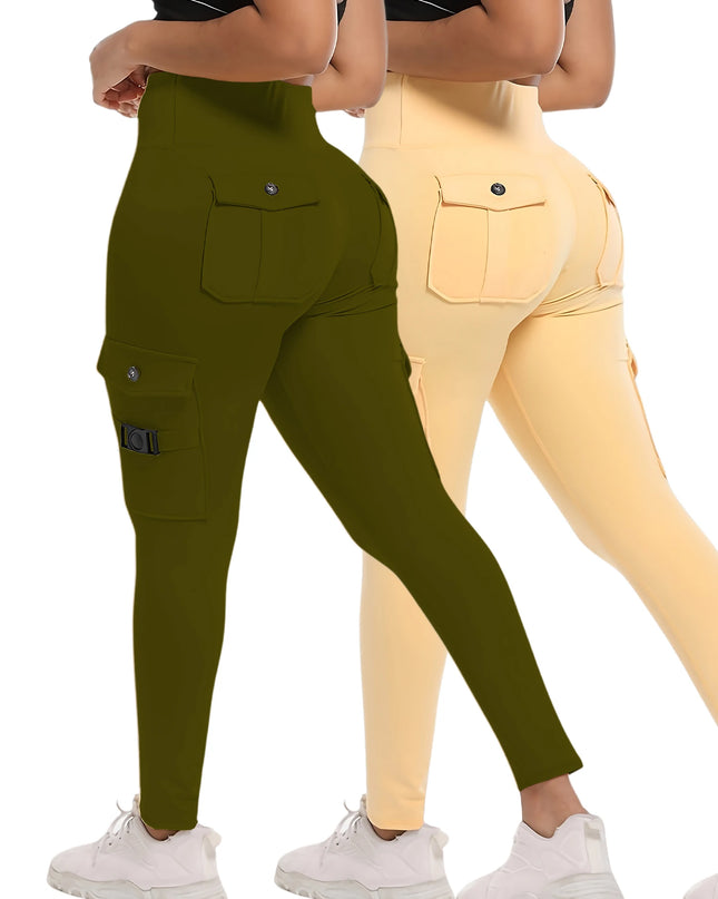 High Waist Stretch Yoga Pants Workout Tights for Women 2-pack Leggings Solid Slim Fit Fitness Female Sweatpants Quick Drying
