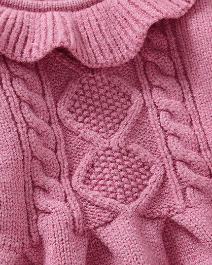 Solid Color Doll Collar Long Sleeve Baby Girls Knee-length Dresses Knitted Acrylic 6-36 Months Infant Soft Princess Skirts