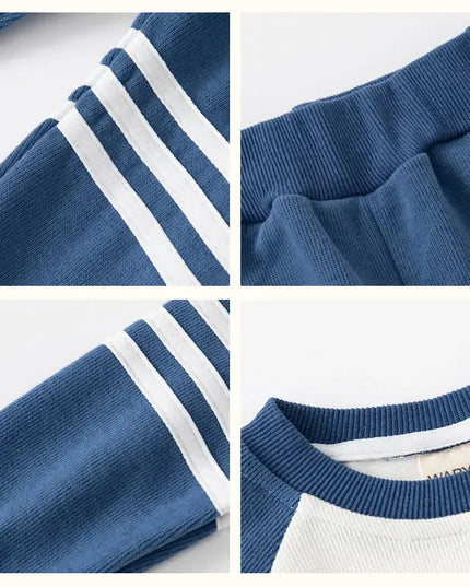 New Spring Autumn Children Clothes Set Color Patchwork Kids Boys Two-Piece Sets Children Boy Casual Tracksuit Outfits Tops Pants