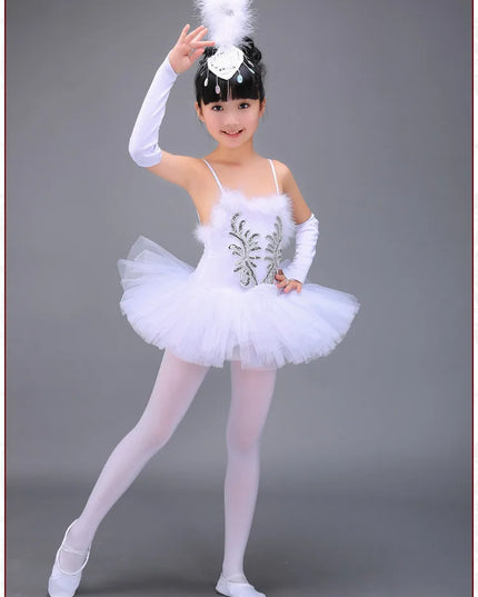 White Ballerina Dancing Costumes For Kids Tutu Dancewear Professional Girls Swan Lake Dance Dress Performance Ballet Dress 1Set