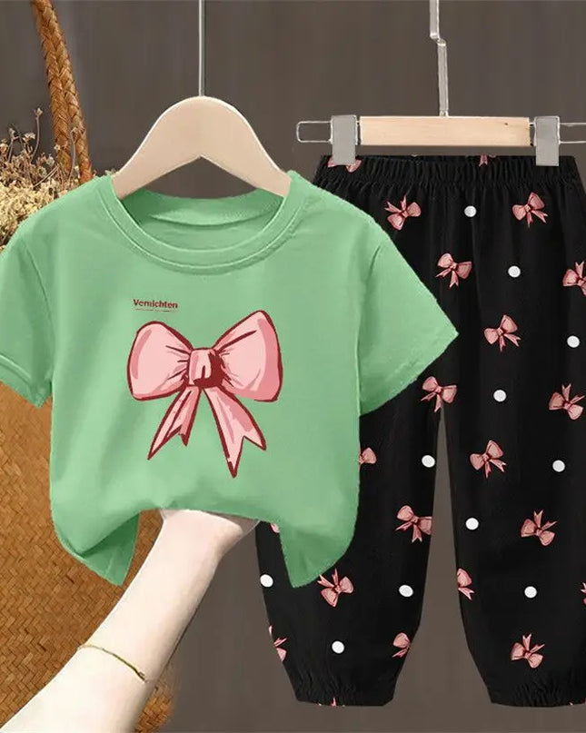 Summer Kids Clothing Set – Girls Toddler Cute Fashion T-Shirt Top & Pants 2-Piece Outfit, Baby Girl Clothess