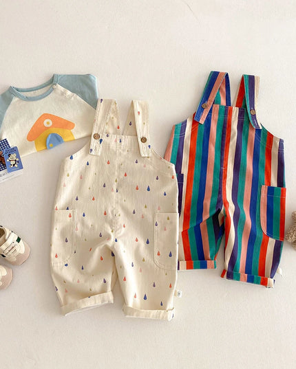 2025 Spring New Kids Fashion Overalls – Polka Dot & Striped Jumpsuits for Children – Play Suit