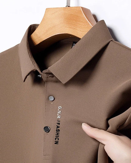 Men's Short Sleeve Solid Color Polo Shirt Breathable Comfortable Elastic Top New Arrivals Casual Business Style
