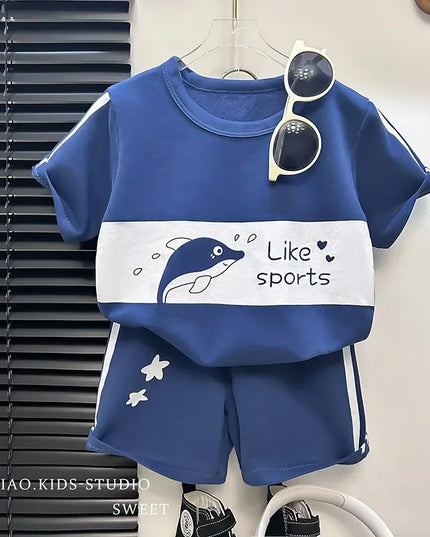 Kids Clothes Cotton Set Short Sleeve Suit Baby Girls Boys Set Summer Tops +short Children's Wear 2024 New