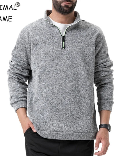 Men's Half Zipper Long Sleeved Sweatshirts Solid Color Stand Collar Pullovers Outdoor Solid Color Lightweight Streetwear
