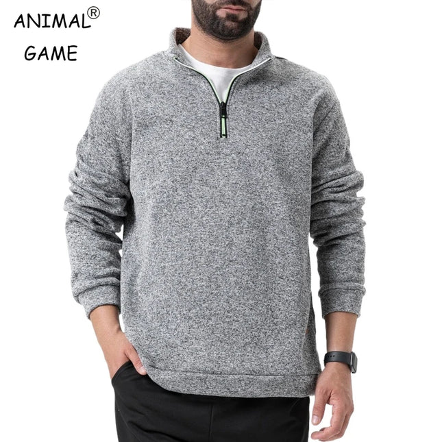 Men's Half Zipper Long Sleeved Sweatshirts Solid Color Stand Collar Pullovers Outdoor Solid Color Lightweight Streetwear