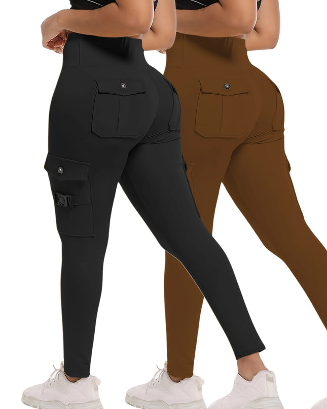 High Waist Stretch Yoga Pants Workout Tights for Women 2-pack Leggings Solid Slim Fit Fitness Female Sweatpants Quick Drying