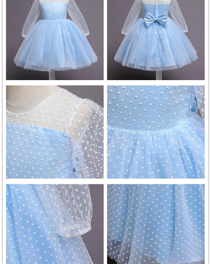 Flower Girl Wedding Dress Kids Pink Birthday Party Bow Princess Clothes Baby Evening Gala Costume Summer Ruffle Sleeve Tutu Gown