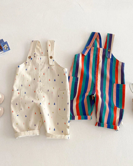 2025 Spring New Kids Fashion Overalls – Polka Dot & Striped Jumpsuits for Children – Play Suit