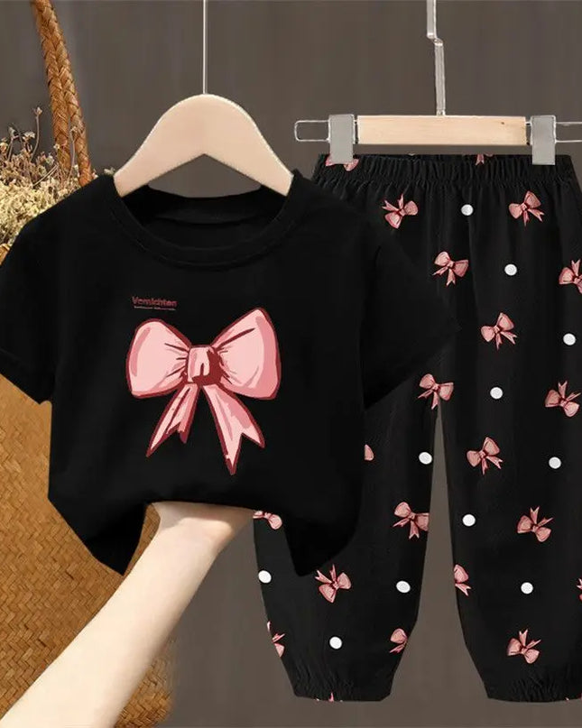 Summer Kids Clothing Set – Girls Toddler Cute Fashion T-Shirt Top & Pants 2-Piece Outfit, Baby Girl Clothess
