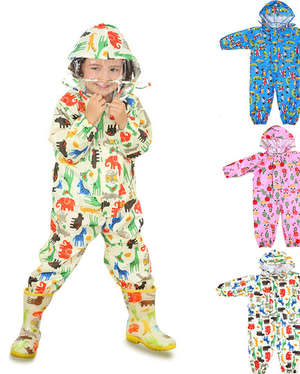 Kids Raincoat Waterproof Rain Poncho Cartoon Dinosaur Children School Student Jumpsuit Rainsuit Boys And Girls Travel Rainwear