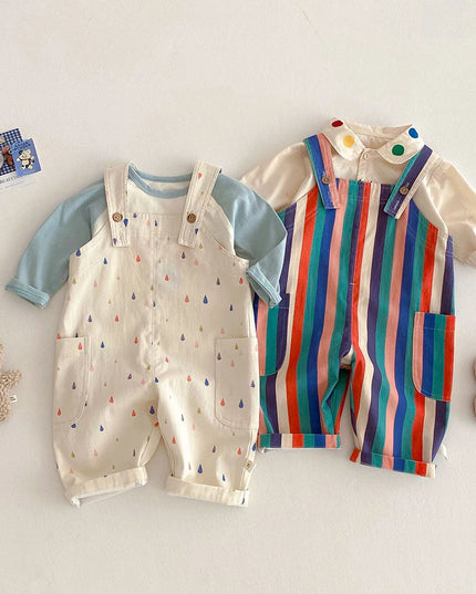 2025 Spring New Kids Fashion Overalls – Polka Dot & Striped Jumpsuits for Children – Play Suit