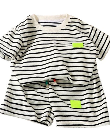 Summer Baby Boy Girls Clothes Set Children Stripe Tshirts and Shorts 2 Pieces Suit Kid Top Bottom Outfits Casual Tracksuits