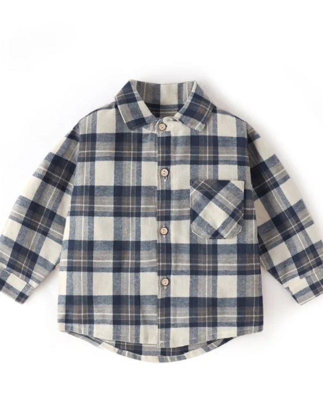 SPORLY Kids Shirt – Baby Spring Long Sleeve Cotton Plaid Button-Down Tops for Boys & Girls (2-5 Years)