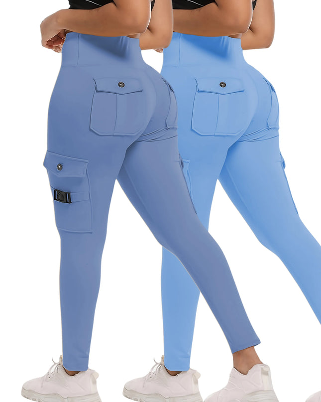 High Waist Stretch Yoga Pants Workout Tights for Women 2-pack Leggings Solid Slim Fit Fitness Female Sweatpants Quick Drying