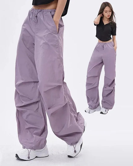 Xpqbb Y2K Parachute Pants Women Harajuku Streetwear Wide Leg Baggy Sweatpants Female Vintage Hip Hop Joggers Cargo Trousers