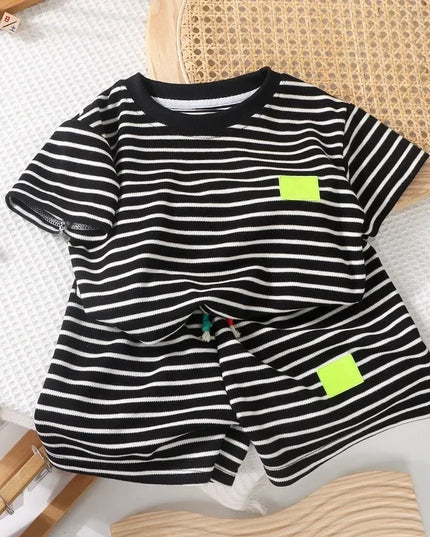 Summer Baby Boy Girls Clothes Set Children Stripe Tshirts and Shorts 2 Pieces Suit Kid Top Bottom Outfits Casual Tracksuits