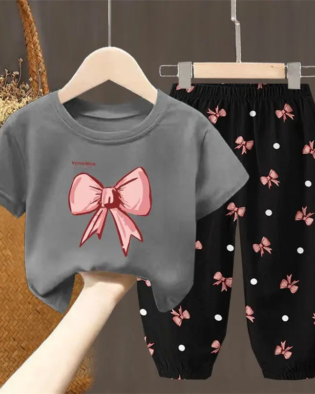 Summer Kids Clothing Set – Girls Toddler Cute Fashion T-Shirt Top & Pants 2-Piece Outfit, Baby Girl Clothess