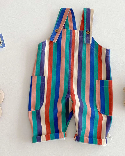 2025 Spring New Kids Fashion Overalls – Polka Dot & Striped Jumpsuits for Children – Play Suit