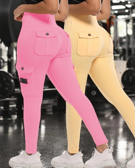 High Waist Stretch Yoga Pants Workout Tights for Women 2-pack Leggings Solid Slim Fit Fitness Female Sweatpants Quick Drying