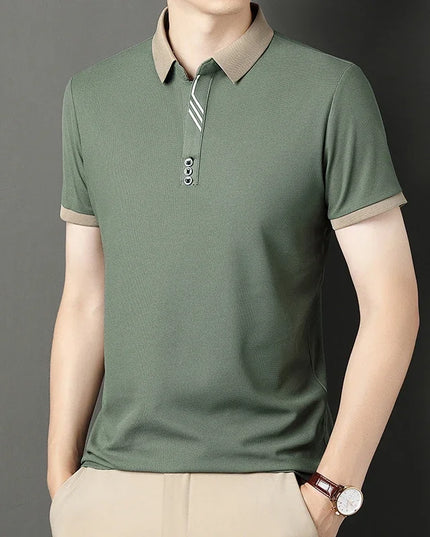 Men's Solid Color Casual Fashion Short Sleeve Polo Shirt Summer Comfortable Top for Business And Leisure
