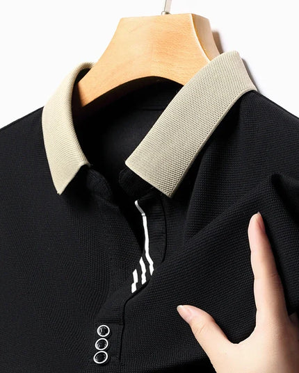 Men's Solid Color Casual Fashion Short Sleeve Polo Shirt Summer Comfortable Top for Business And Leisure