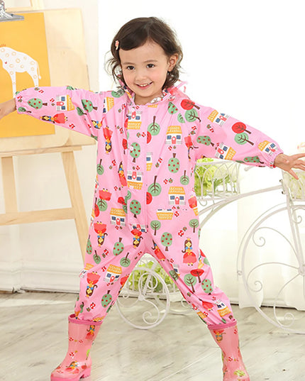 Kids Raincoat Waterproof Rain Poncho Cartoon Dinosaur Children School Student Jumpsuit Rainsuit Boys And Girls Travel Rainwear