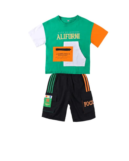 2025 summer Teenager Boys Clothes Casual Outfit Kids Tracksuit Child t shirt + shorts hot pant 4 5 6 7 8 9 10 12 11 13 14 Year