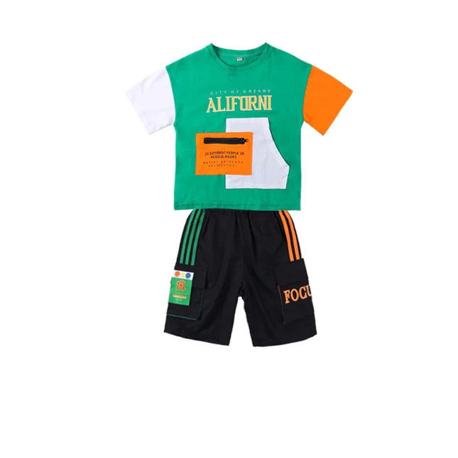 2025 summer Teenager Boys Clothes Casual Outfit Kids Tracksuit Child t shirt + shorts hot pant 4 5 6 7 8 9 10 12 11 13 14 Year