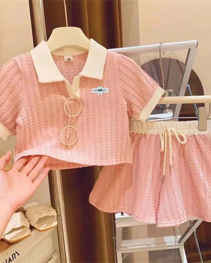 Girls Clothes Set – Summer Cute Sweet Short Sleeve Top & Shorts 2-Piece Outfit, Casual Sportswear for Kids (2-10Y)